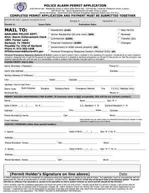 Tx Police Alarm Permit Application Complete Legal Document Online