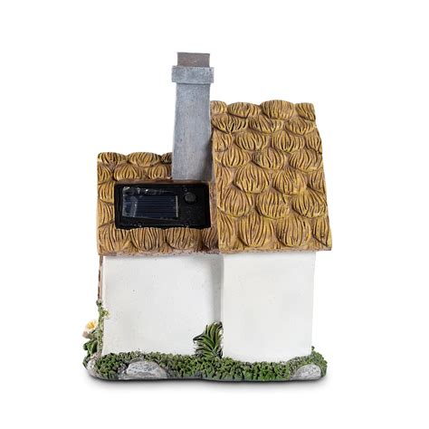 Solar Powered Cottage Fairy House With Thatched Roof Fairy Gardens UK