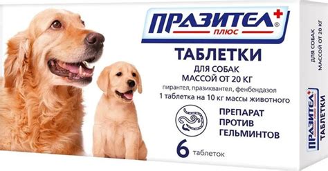 Антигельминтик Празител Плюс для собак массой от 20 кг (6 таблеток ...