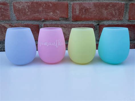 Silicone Personalized Wine Glass 12 Oz Personalized Stemless Etsy