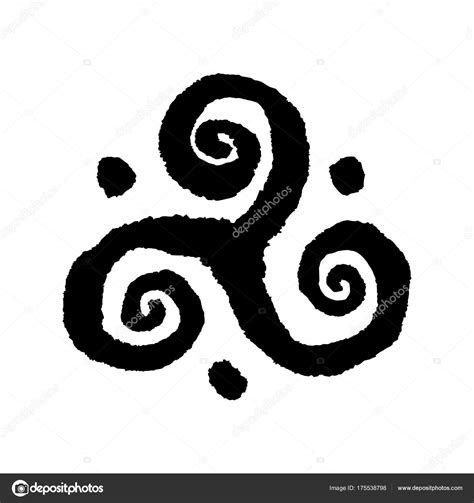 Triskele Buddhist Triple Spiral Symbol Handmade Vector Ink Painting