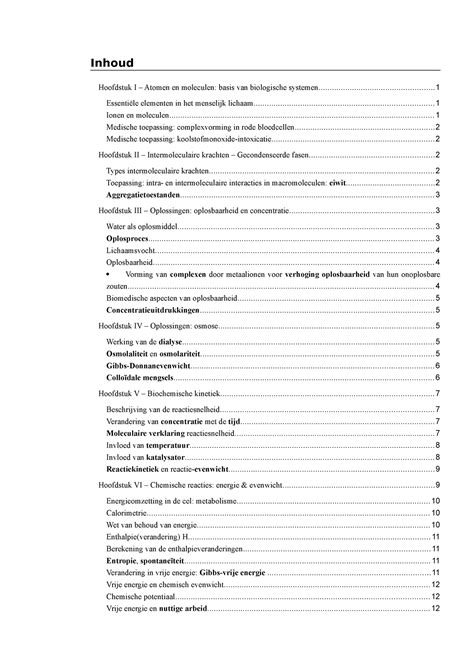 Algemene Chemie Samenvatting Inhoud Hoofdstuk I Atomen En Moleculen