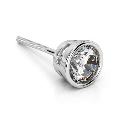 Single Diamond Stud Earring Setting (Bezel) In Platinum