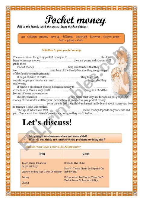 Pocket Money Esl Worksheet By Smile