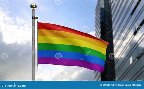 D Illustration Pride Gay Flag Waving In The Wind LGBT Rainbow Banner