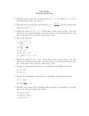 Final Exam Review Precalc Pdf Precalculus Final Exam Review 1 Find