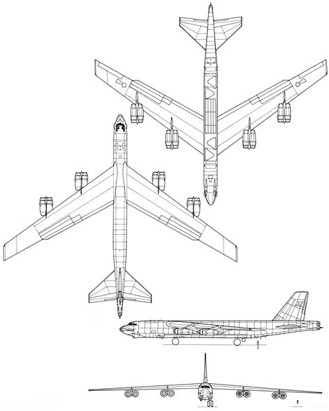 Boeing B-52 Stratofortress Blueprint - Download free blueprint for 3D ...