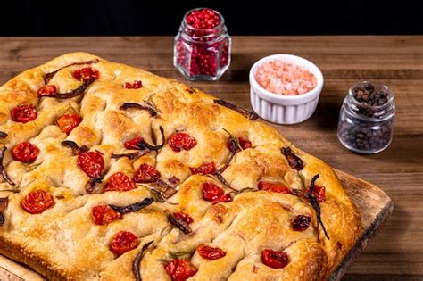 Premium Photo Traditional Italian Focaccia With Cherry Tomatoes