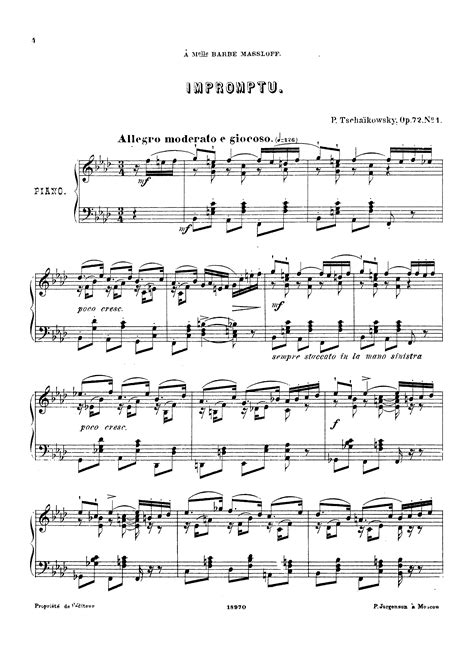 Tchaikovsky Pyotr Ilyich 18 Pieces Op 72 For Piano Free Sheet