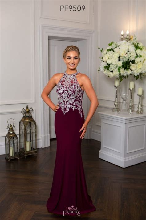 PF9509 Blackcurrant Silver Prom Evening Dress Dot S Frocks