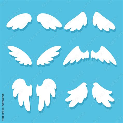 Cute angel wings vector cartoon set isolated on background. Stock ...