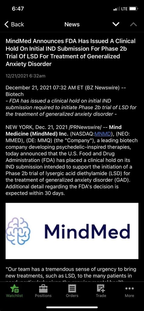 Fda Has Issued A Clinical Hold On Initial Ind Submission Required To