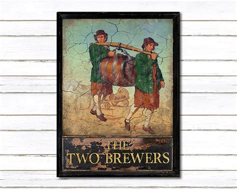 Old English Pub Signs Poster Two Brewers Etsy