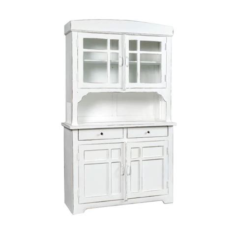 Buffet Vaisselier 120x45x201 Cm En Manguier Blanc Cdiscount Maison