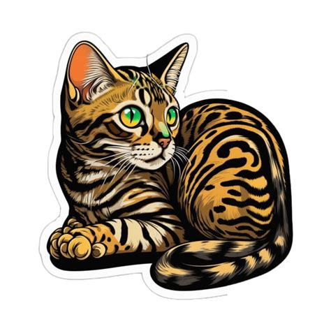 Exotic Bengal Cat Sticker Premium Quality Cat Illustration T