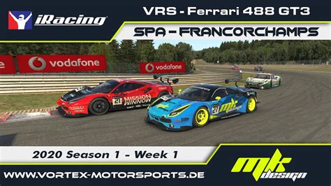 Iracing Vr Vrs Ferrari 488 Gt3 Spa Gp Youtube