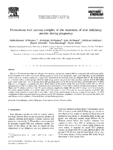 Pdf Intravenous Iron Sucrose Complex In The Treatment Of Iron