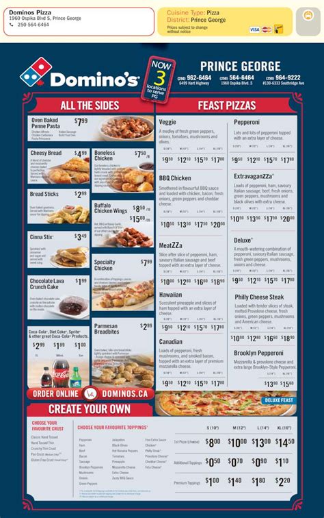 Domino's Pizza - Menu, Hours & Prices - 1960 Ospika Blvd S, Prince ...