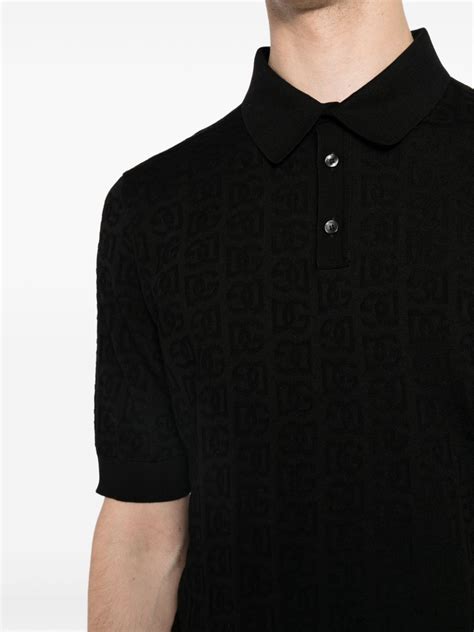 Dolce And Gabbana Monogram Jacquard Silk Polo Shirt Farfetch