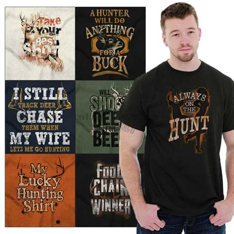 Funny Deer Hunting Camo Mens T Shirt Buck Hunter Graphic Bow Antler Men