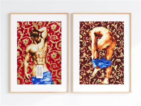 Set Of Watercolor Water Queer Artwork Print Nude Male Figure Homoerotic Gay Art Print