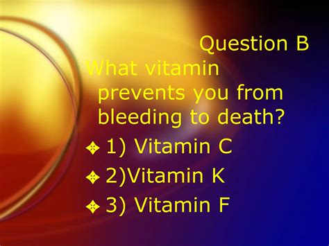 Vitamins And Health Quiz | PPT | Nutrition | Healthy Living
