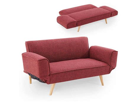 Canape Clic Clac Scandinave 3 Places En Tissu Rouge Maggie DIP