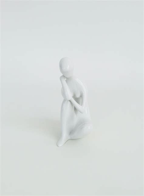 White Porcelain Royal Dux Stylized Nude Designed By Jitka Forejtova For