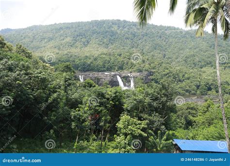 Athirapally Twin Waterfalls with the View of Dense Forest Stock Photo ...