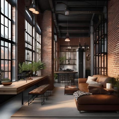 A Chic Industrial Style Loft With Exposed Brick Walls Metal Accents