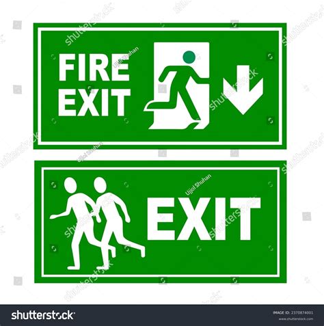 Emergency Fire Exit Sign Template Royalty Free Stock Vector