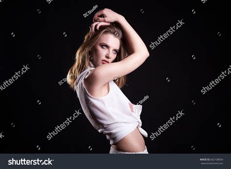 Seductive Blonde Model White Shirts On Stock Photo 662108839 Shutterstock