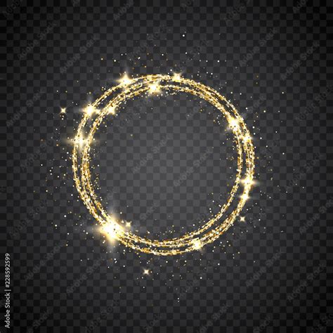 Glitter Gold Circle Frame With Space For Text Sparkling Golden Frame