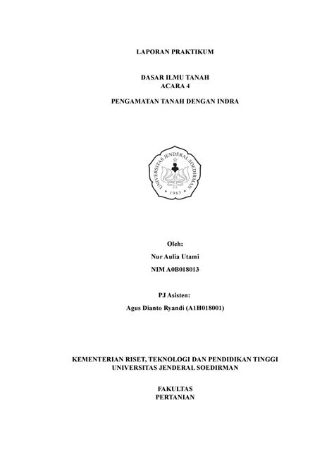 Praktikum Acara 4 Pengamatan Tanah Dengan Indra LAPORAN PRAKTIKUM