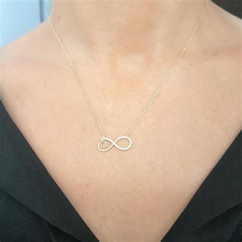 Infinity Necklace 14k Real Solid Gold Infinity Necklace For Etsy