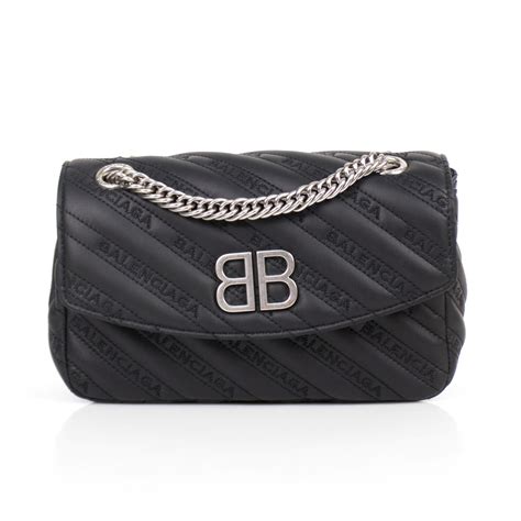 Bb Round Logo Small Shoulder Bag Black Balenciaga Touch Of Modern