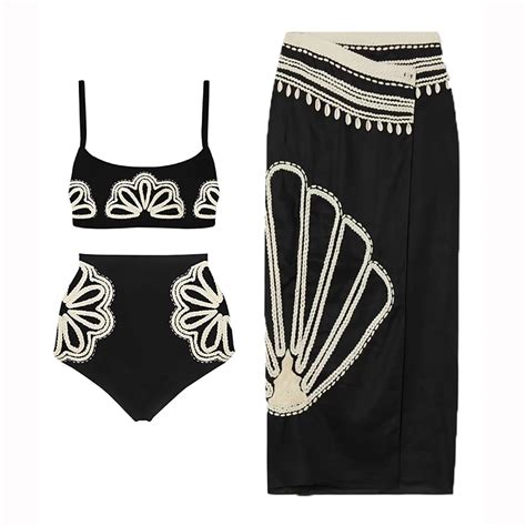 Bathing Suit Women Black Simple Print Fashion Swimsuit Sexy Printed Bikini High Waist Swimwear