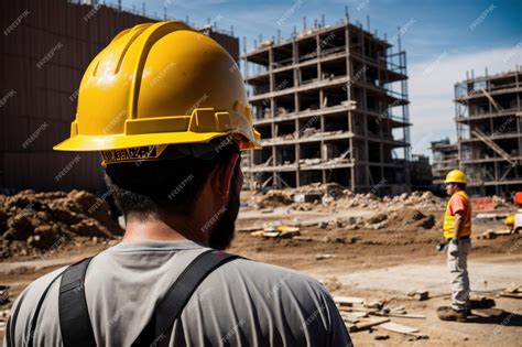 Premium Photo | A construction worker wearing a yellow hard hat looks ...