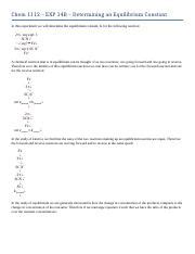 Chem 1112 HELP WITH EXP 14B Determining An Equilibrium Constant 1