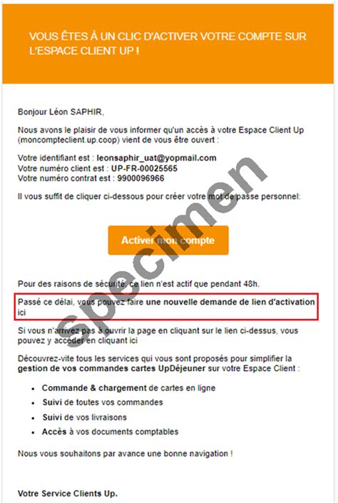 Le lien d'activation de mon compte client n'est plus valable ...