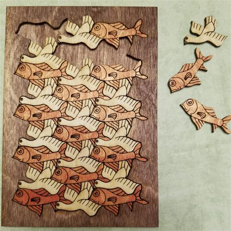 Tessellation Puzzle Fish And Birds By Mc Escher Valley Dog Designs