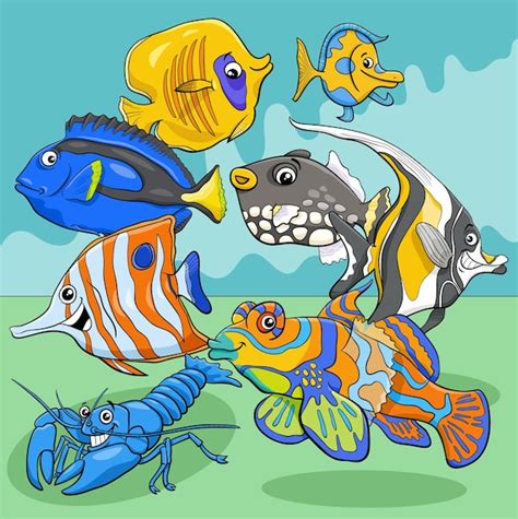 Groupe De Personnages D Animaux Marins De Poissons De Dessin Anim