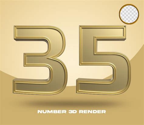 Premium Psd 3d Render Number 35 Gold