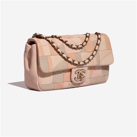 Chanel Timeless Medium Lamb Python Multicolour Nude Pink Sacl B