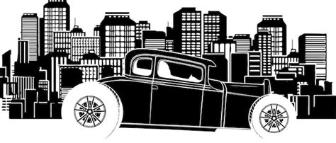 Premium Vector Illustration Of Hot Rod Car With City In Background