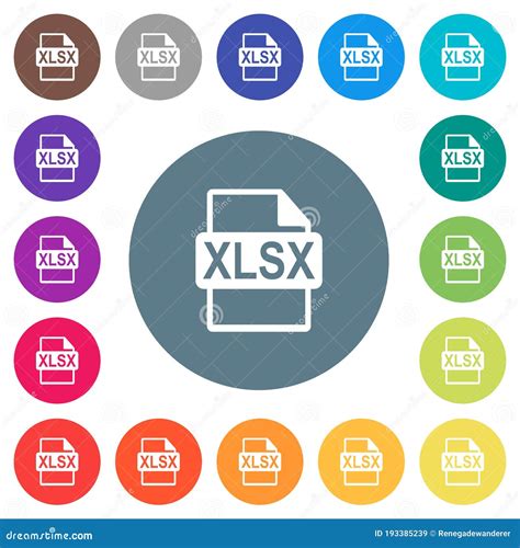 Xlsx Formato De Archivo Iconos Blancos Planos En Fondo De Color Redondo