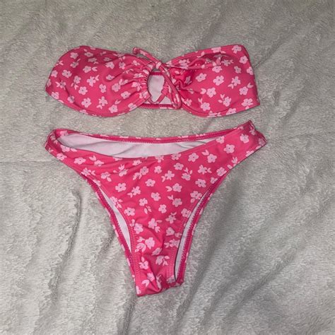 Strapless Floral Bikini Size Xs So Cuteee Depop