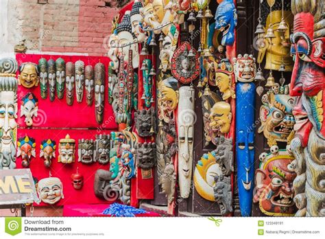 Traditional Handmade Wooden Masks and Sculptures Stock Image - Image of monument, craft: 123349191