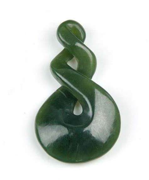 Natural Nephrite Jade Double Twist Pendant Greenstone Necklace Maori