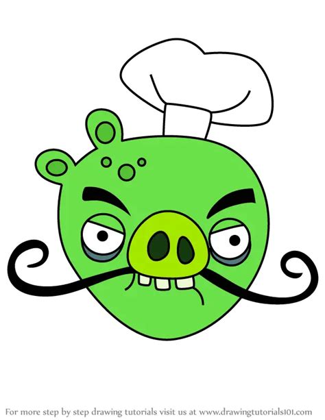 How To Draw Chef Pig From Angry Birds Pigs Angry Birds Pigs Step By